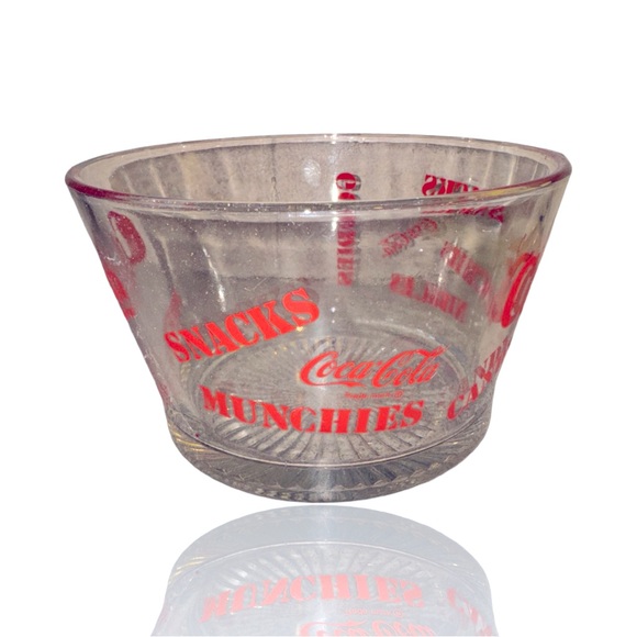 Coca-Cola Vintage Glass Snack Dish: Great Red Print on Clear Glass: 1980’s COKE - Picture 4 of 5